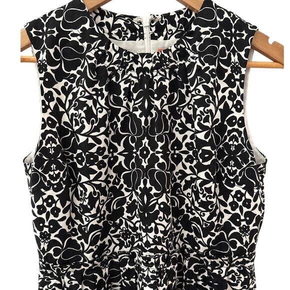Tory Burch Monochrome Silk-Blend Shift Dress‎ Black/White Florals Size 6 - Picture 8 of 11
